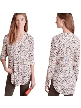 Maeve Calia Top Hat Pintuck Pleat Tunic Blouse - Size 8